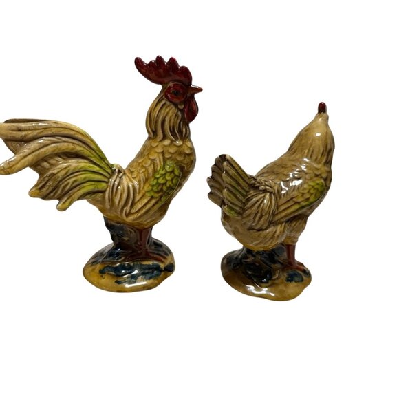 Vintage Norcrest Rooster & Hen Ceramic Figurines Hand-Painted Made In Japan READ - Picture 9 of 14